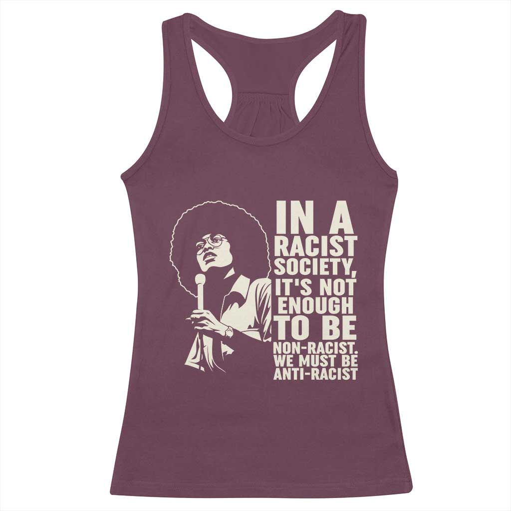 Angela Davis Inspirational Quote Racerback Tank Top TS14 Maroon Print Your Wear