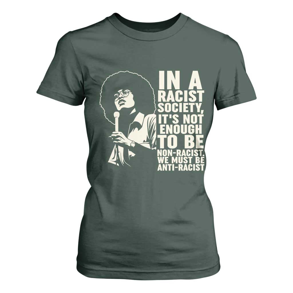 Angela Davis Inspirational Quote T Shirt For Women TS14 Dark Forest Green Print Your Wear