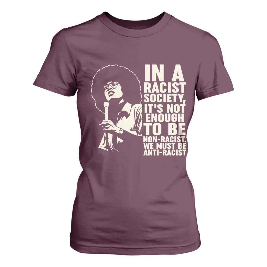 Angela Davis Inspirational Quote T Shirt For Women TS14 Maroon Print Your Wear