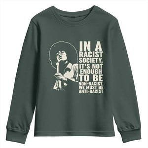 Angela Davis Inspirational Quote Youth Sweatshirt TS14 Dark Forest Green Print Your Wear