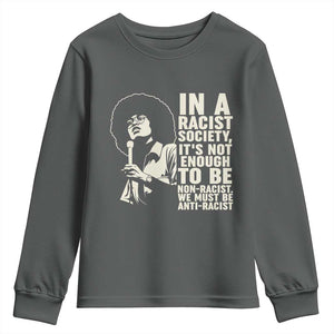 Angela Davis Inspirational Quote Youth Sweatshirt TS14 Dark Heather Print Your Wear
