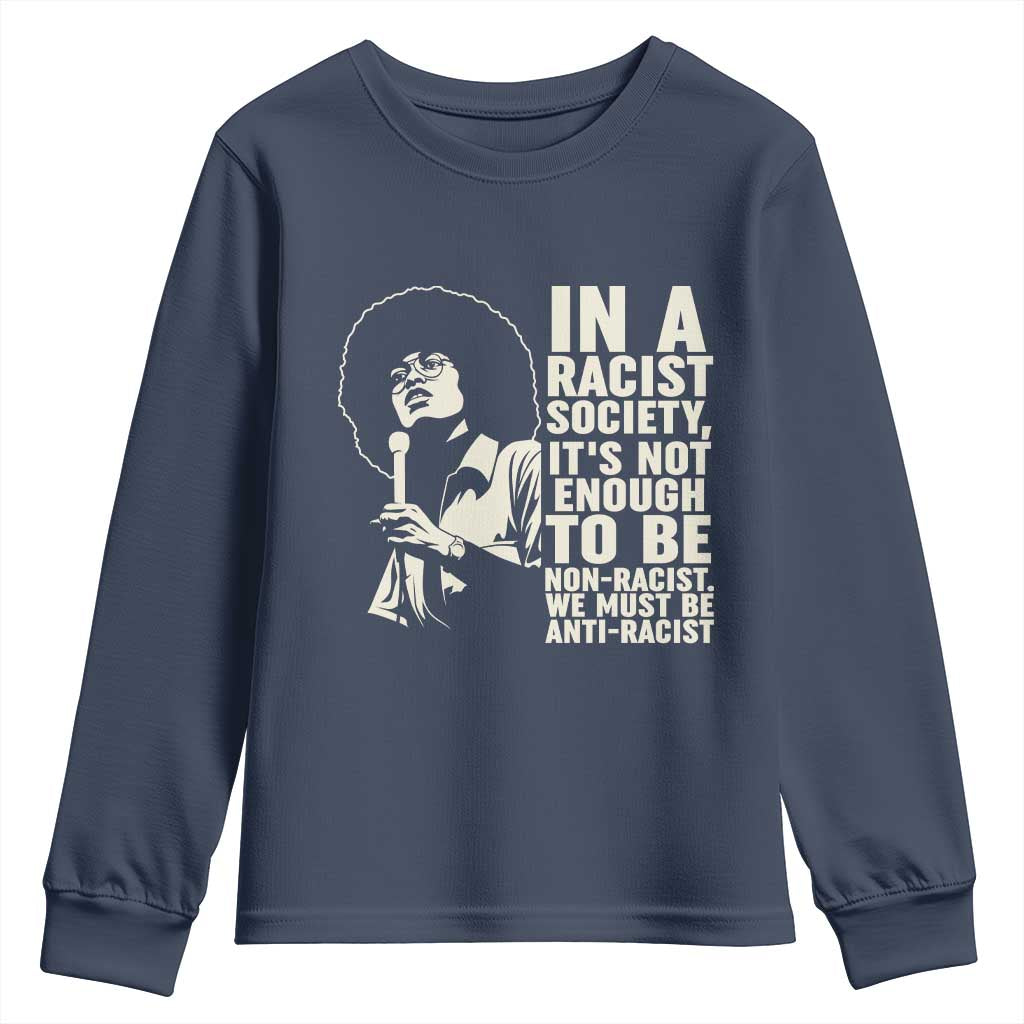 Angela Davis Inspirational Quote Youth Sweatshirt TS14 Navy Print Your Wear