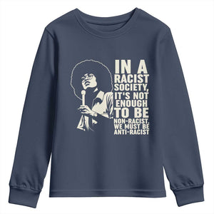 Angela Davis Inspirational Quote Youth Sweatshirt TS14 Navy Print Your Wear