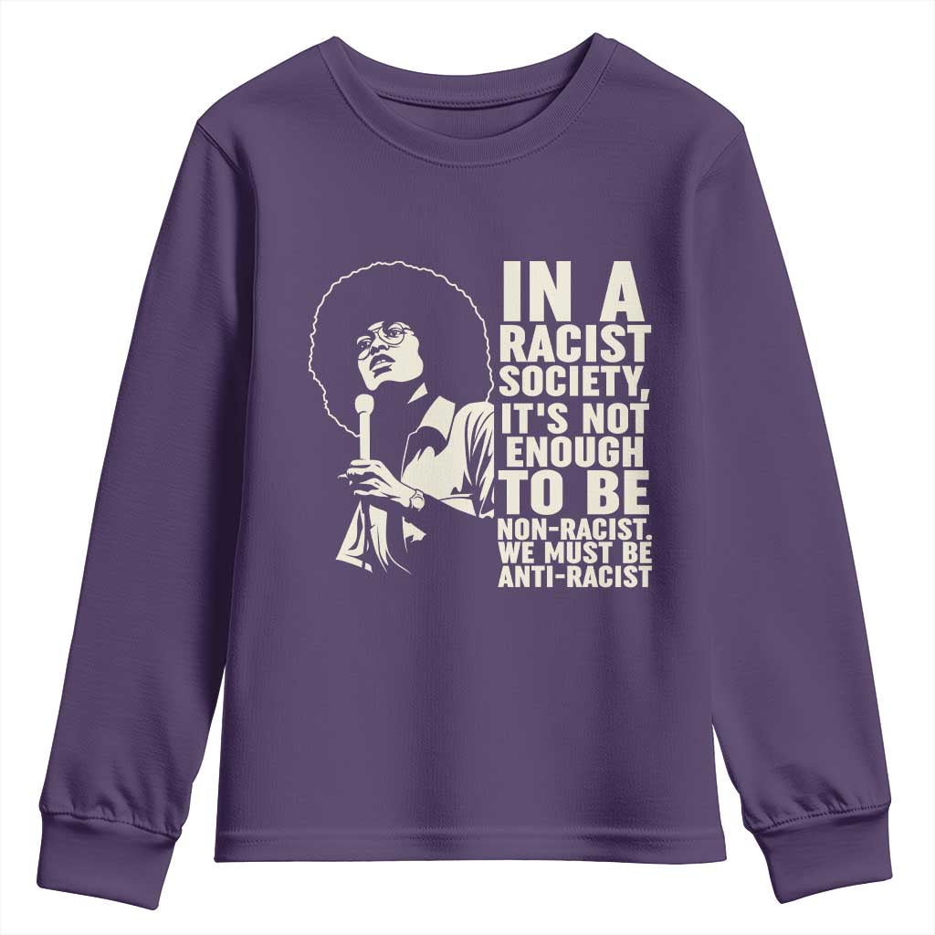 Angela Davis Inspirational Quote Youth Sweatshirt TS14 Purple Print Your Wear