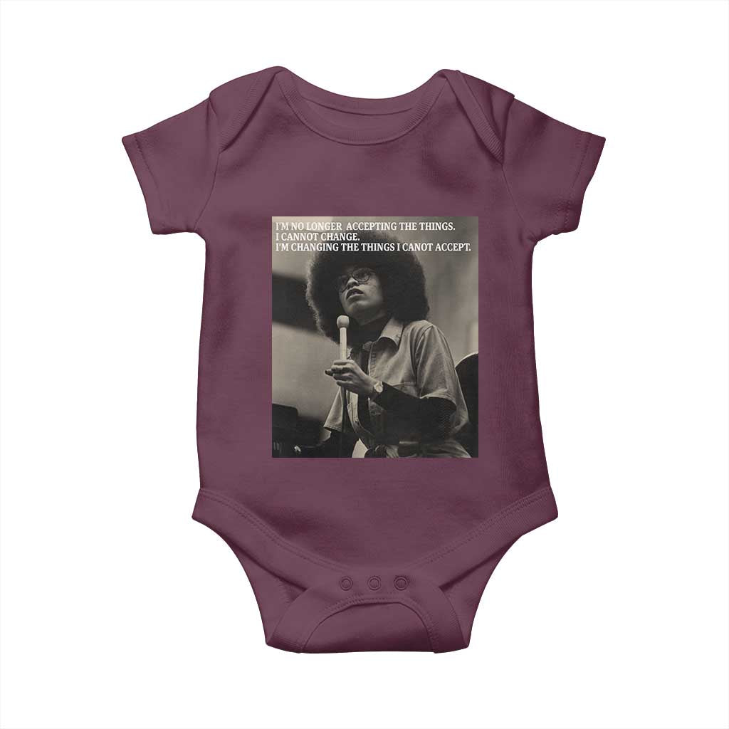 Angela Davis Inspirational Quote Baby Onesie Black History Month TS14 Maroon Print Your Wear