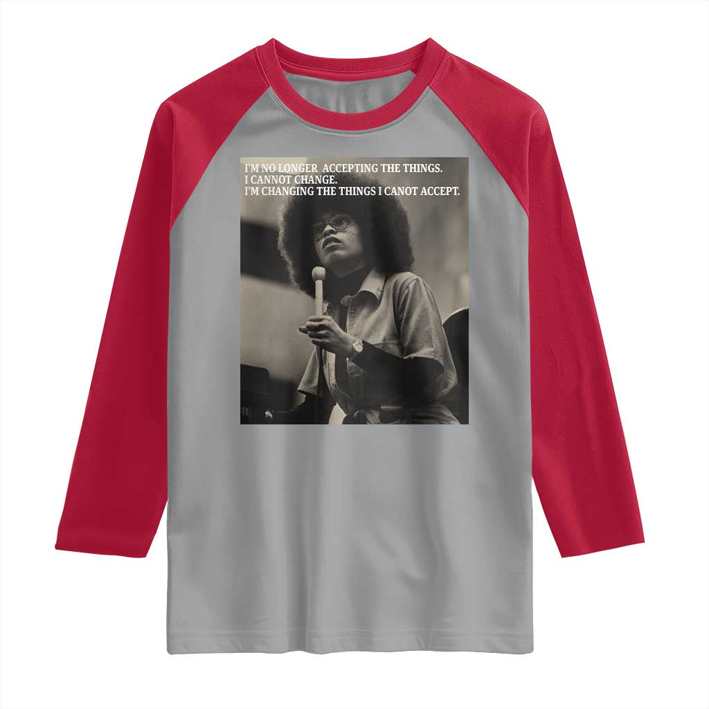 Angela Davis Inspirational Quote Raglan Shirt Black History Month TS14 Sport Gray Red Print Your Wear