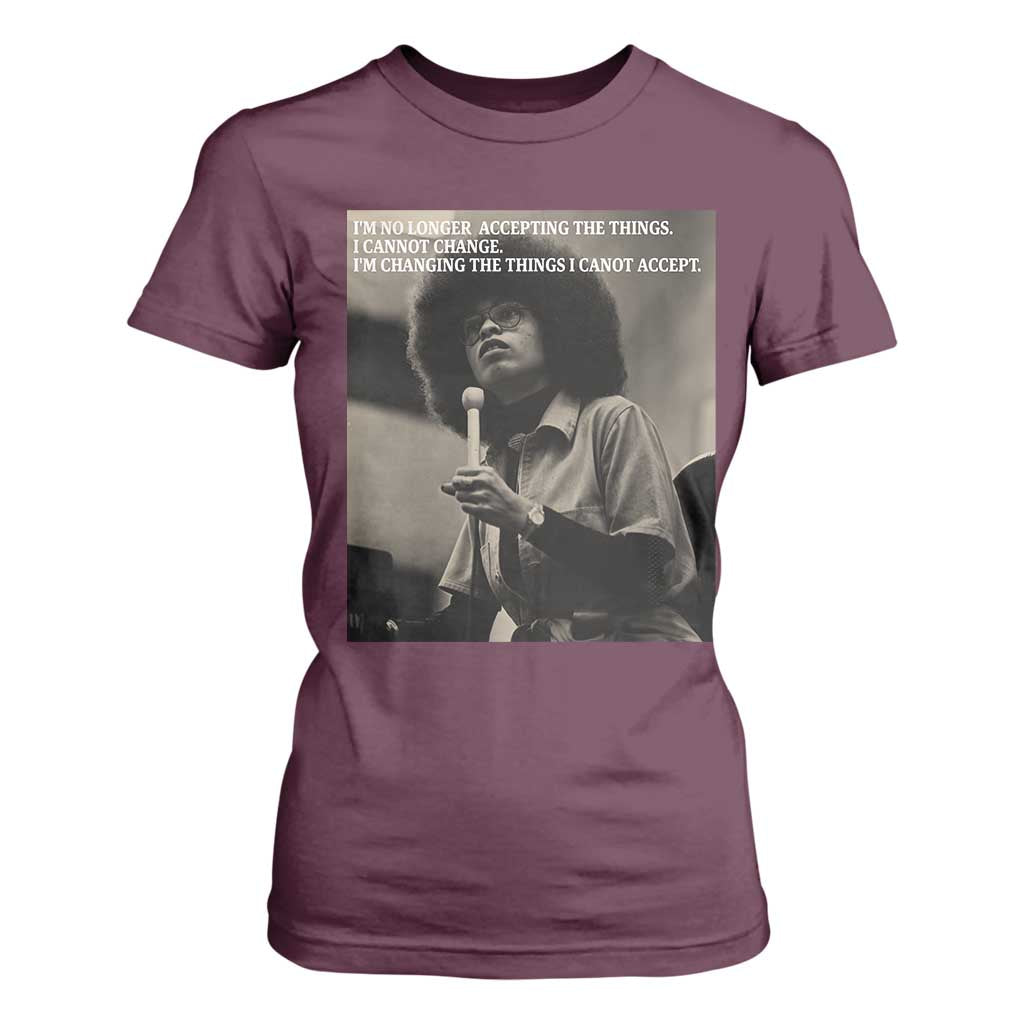Angela Davis Inspirational Quote T Shirt For Women Black History Month TS14 Maroon Print Your Wear