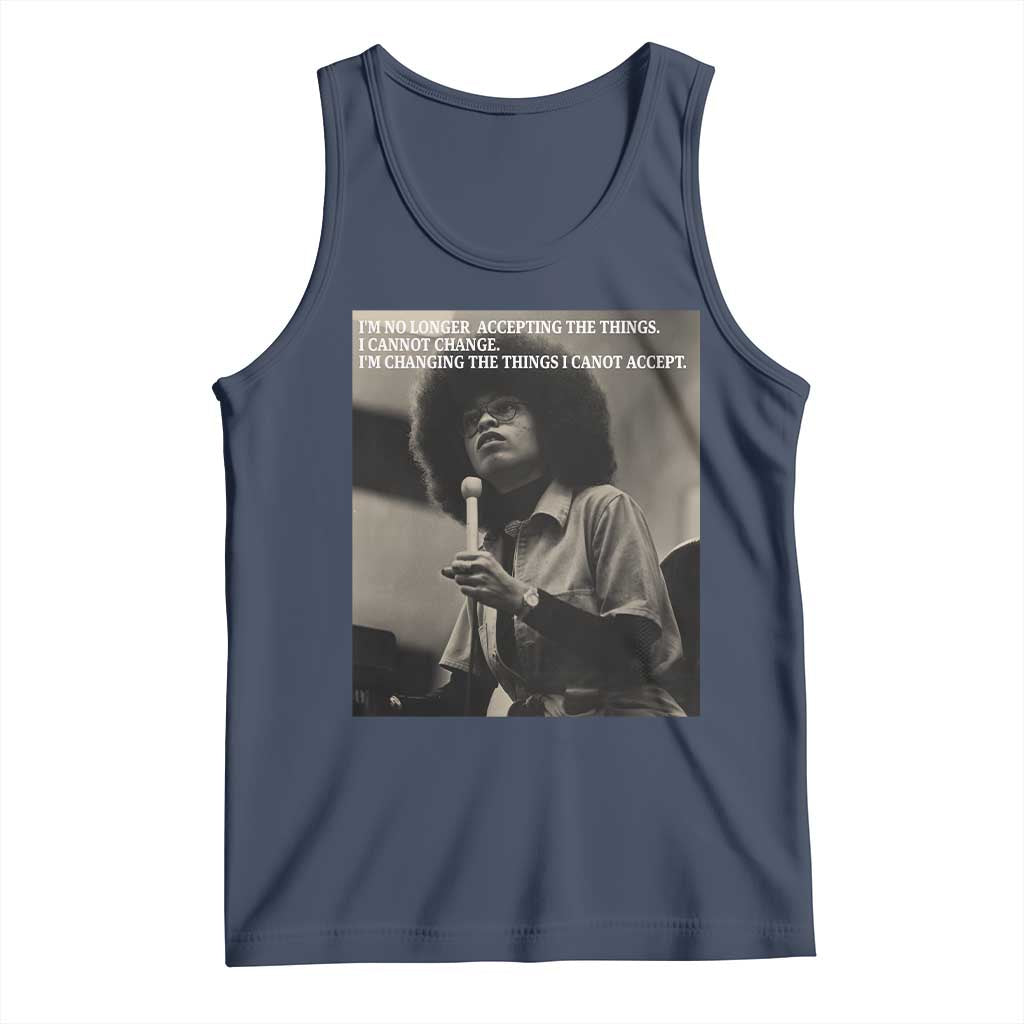 Angela Davis Inspirational Quote Tank Top Black History Month TS14 Navy Print Your Wear