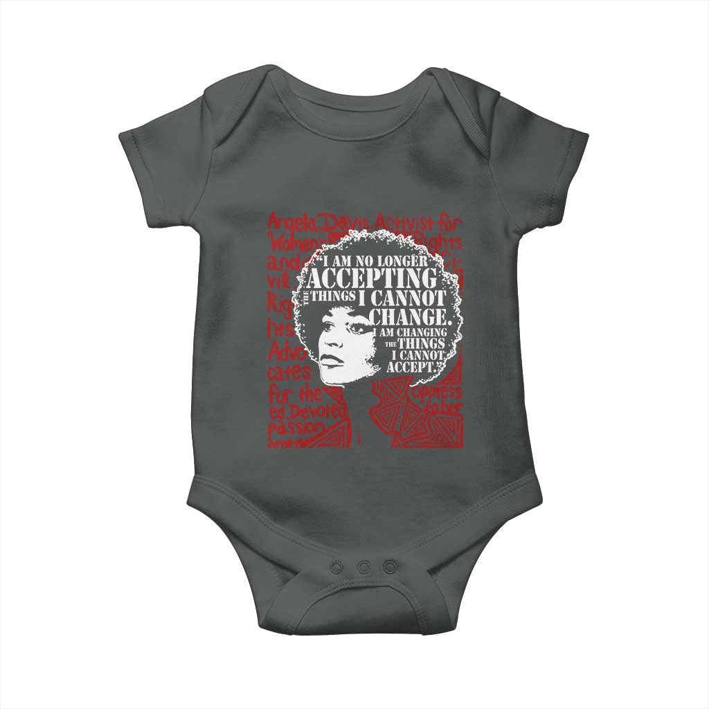 Angela Davis Inspirational Quote Baby Onesie Black History Month TS14 Dark Heather Print Your Wear