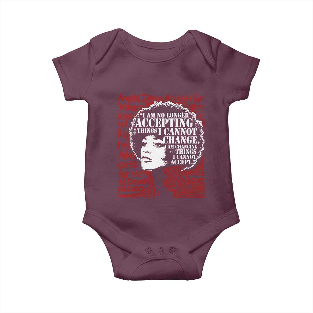Angela Davis Inspirational Quote Baby Onesie Black History Month TS14 Maroon Print Your Wear