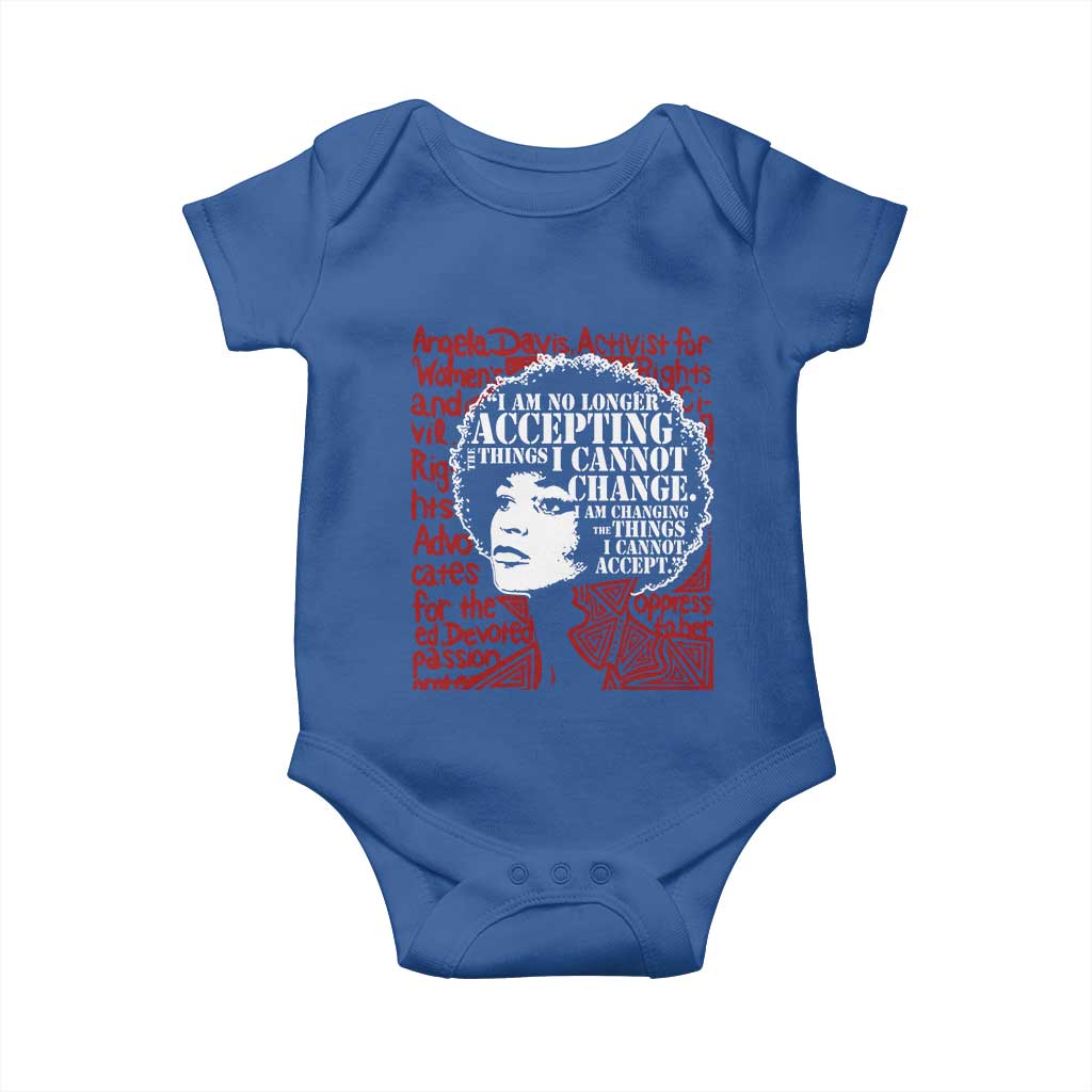 Angela Davis Inspirational Quote Baby Onesie Black History Month TS14 Royal Blue Print Your Wear