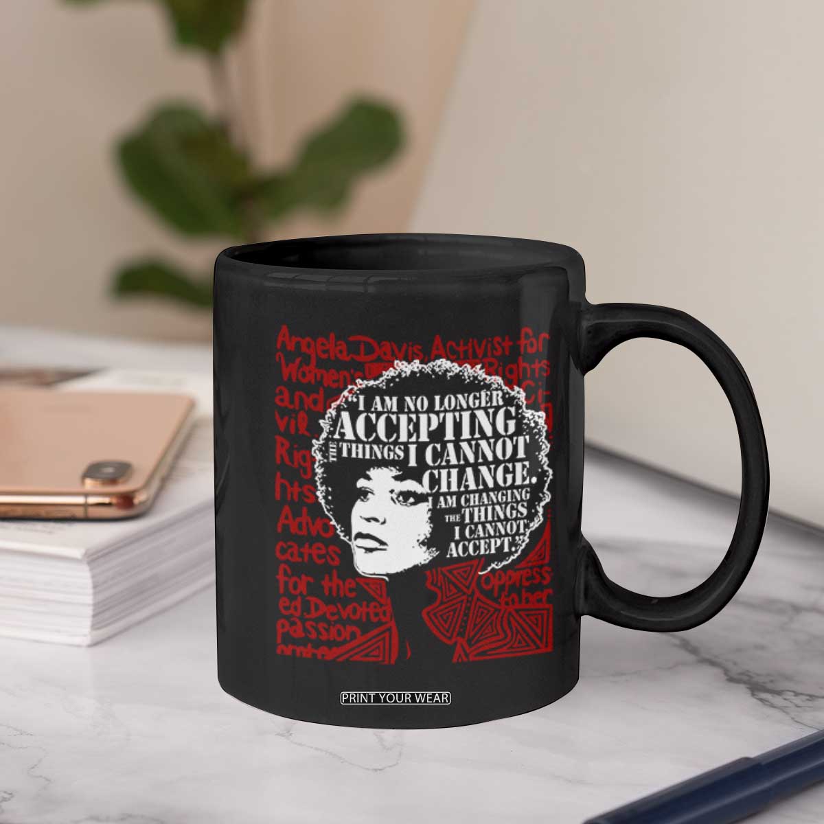 Angela Davis Inspirational Quote Coffee Mug Black History Month TS14 Print Your Wear
