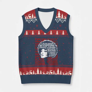 Angela Davis Inspirational Quote V-Neck Knit Sweater Vest Black History Month TS14 Navy Red Print Your Wear
