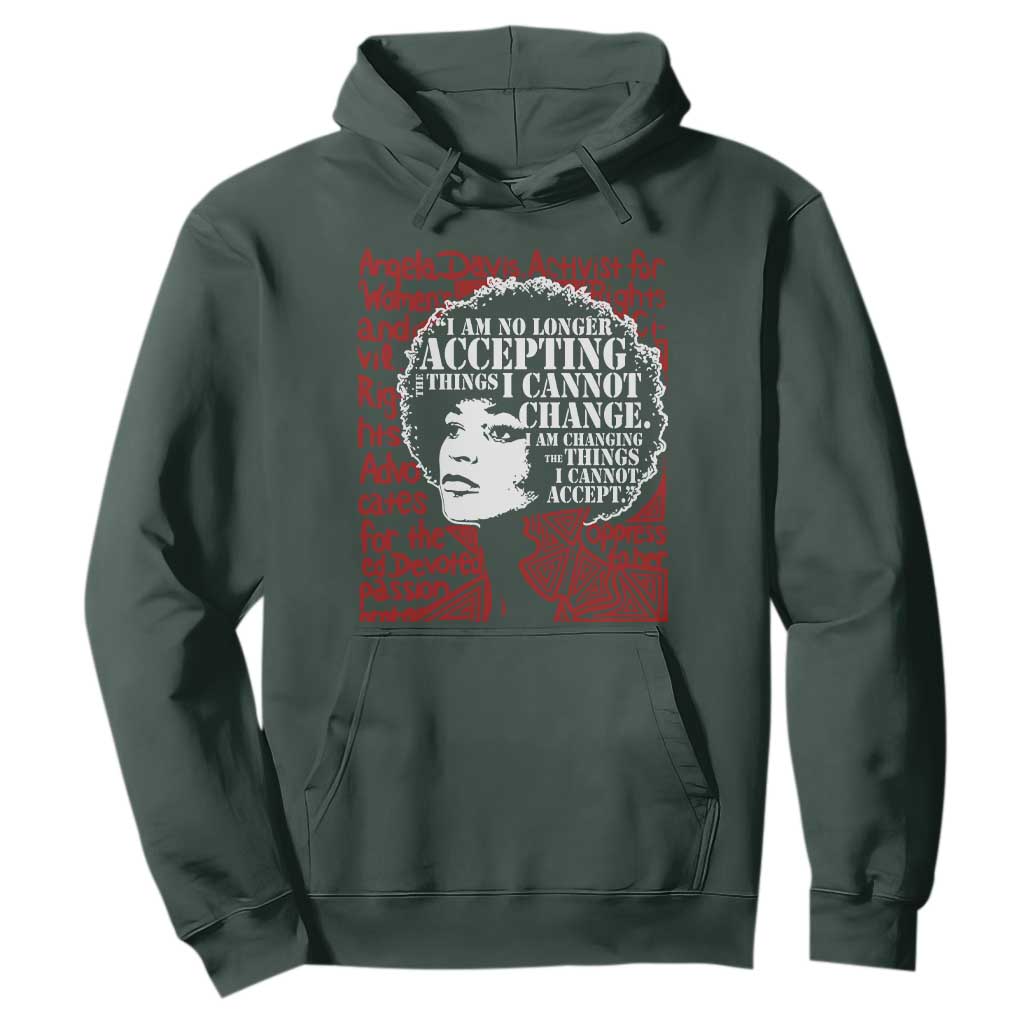 Angela Davis Inspirational Quote Hoodie Black History Month TS14 Dark Forest Green Print Your Wear