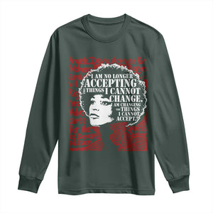 Angela Davis Inspirational Quote Long Sleeve Shirt Black History Month TS14 Dark Forest Green Print Your Wear