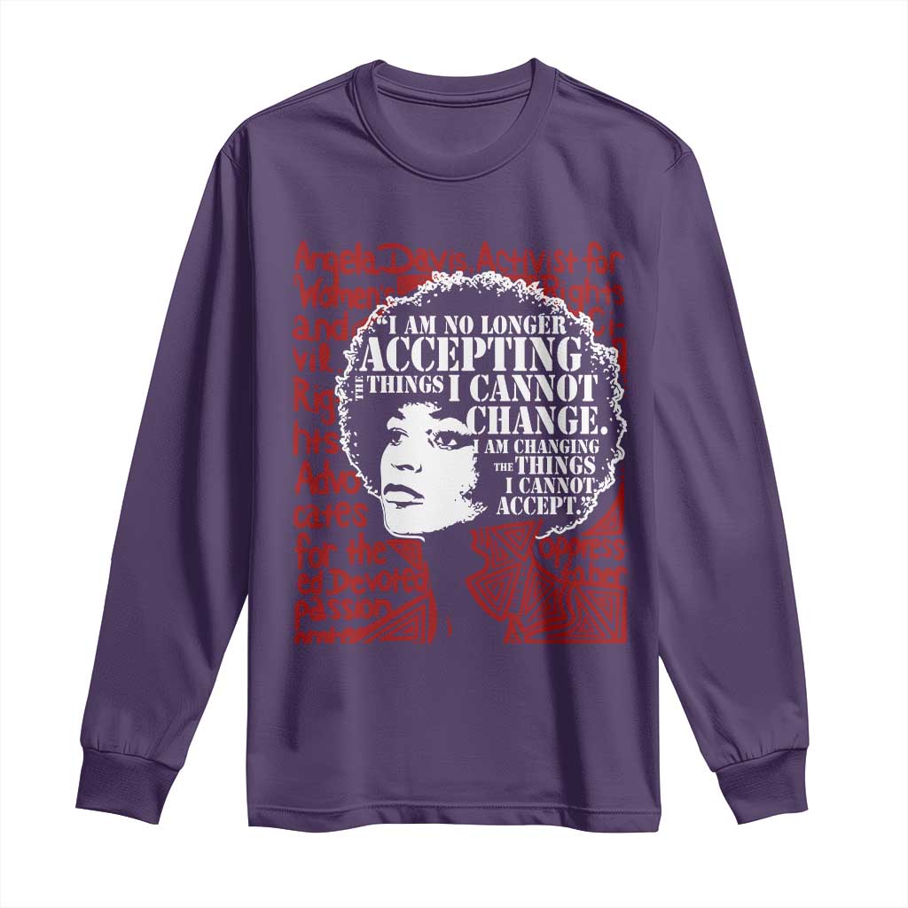 Angela Davis Inspirational Quote Long Sleeve Shirt Black History Month TS14 Purple Print Your Wear