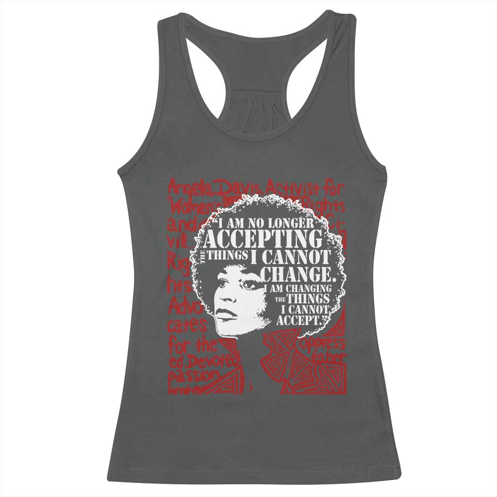 Angela Davis Inspirational Quote Racerback Tank Top Black History Month TS14 Dark Heather Print Your Wear