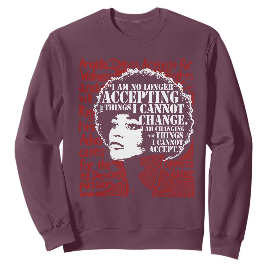 Angela Davis Inspirational Quote Sweatshirt Black History Month TS14 Maroon Print Your Wear