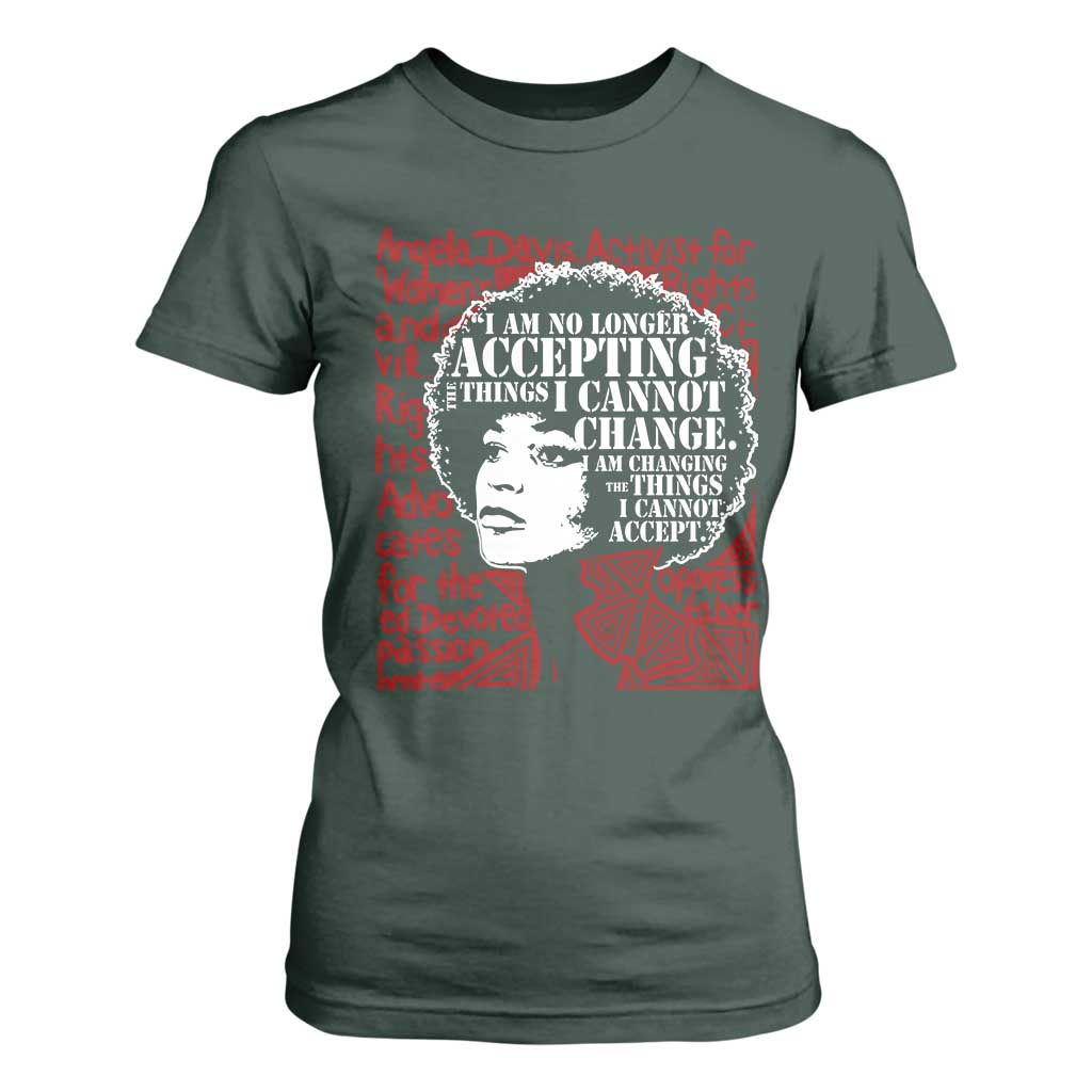 Angela Davis Inspirational Quote T Shirt For Women Black History Month TS14 Dark Forest Green Print Your Wear