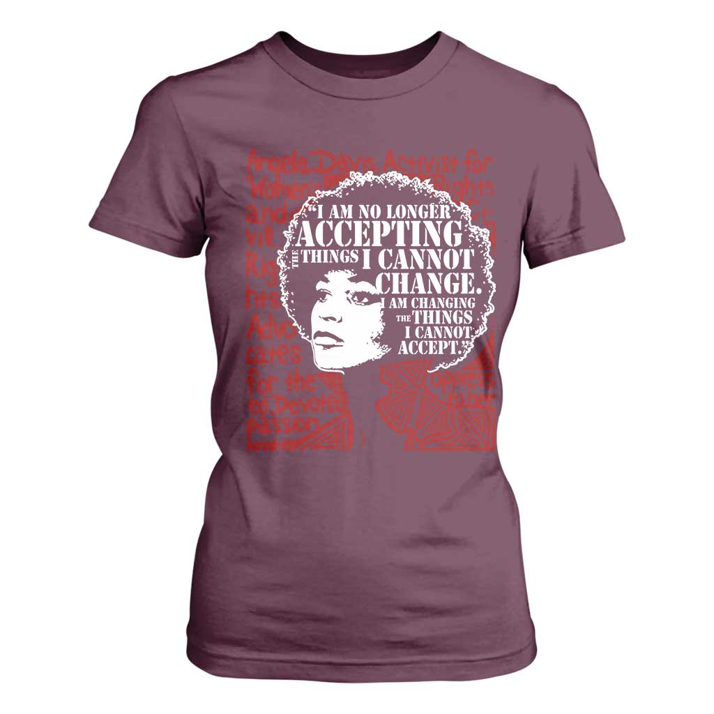 Angela Davis Inspirational Quote T Shirt For Women Black History Month TS14 Maroon Print Your Wear