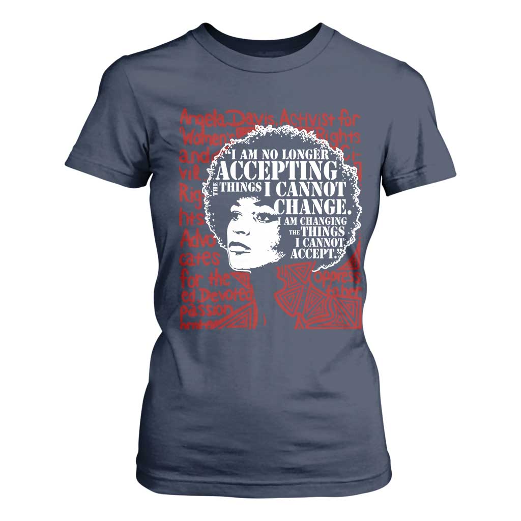 Angela Davis Inspirational Quote T Shirt For Women Black History Month TS14 Navy Print Your Wear