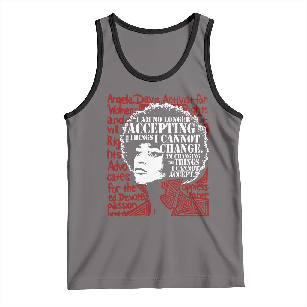 Angela Davis Inspirational Quote Tank Top Black History Month TS14 Deep Heather Black Print Your Wear