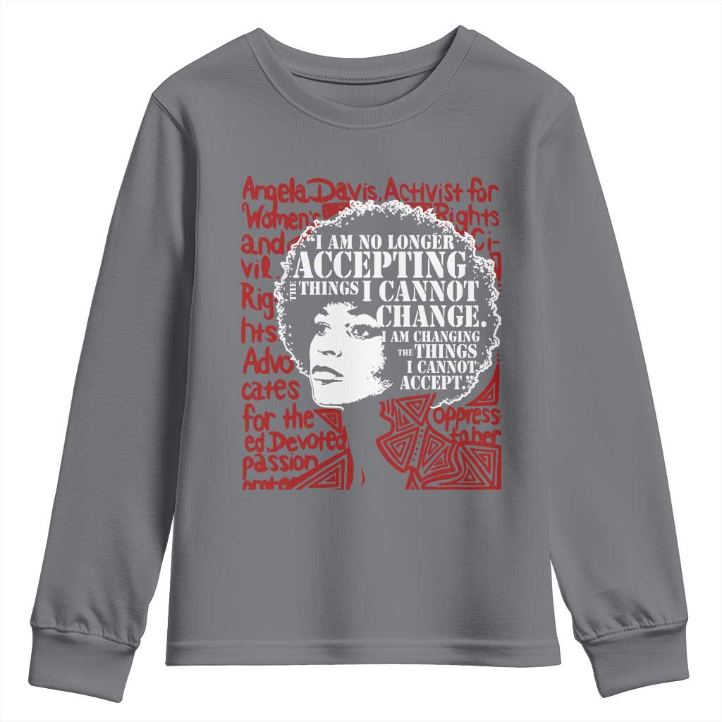 Angela Davis Inspirational Quote Youth Sweatshirt Black History Month TS14 Charcoal Print Your Wear