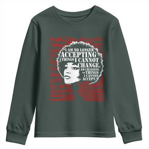 Angela Davis Inspirational Quote Youth Sweatshirt Black History Month TS14 Dark Forest Green Print Your Wear