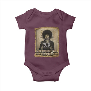 Angela Davis Inspirational Quote Baby Onesie Black History Melanin TS14 Maroon Print Your Wear