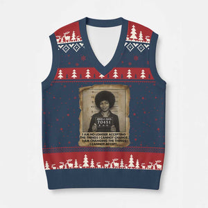 Angela Davis Inspirational Quote V-Neck Knit Sweater Vest Black History Melanin TS14 Navy Red Print Your Wear