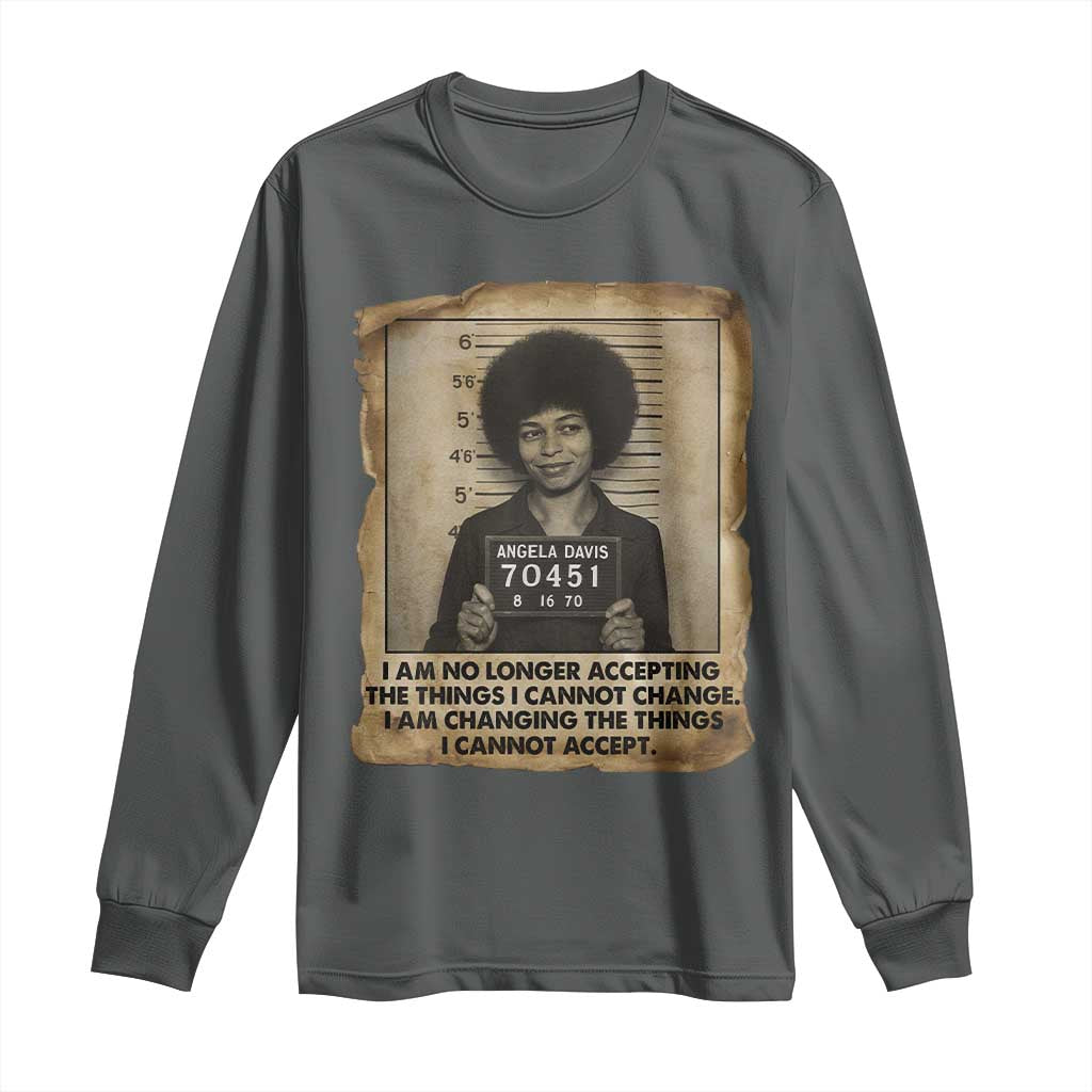 Angela Davis Inspirational Quote Long Sleeve Shirt Black History Melanin TS14 Dark Heather Print Your Wear