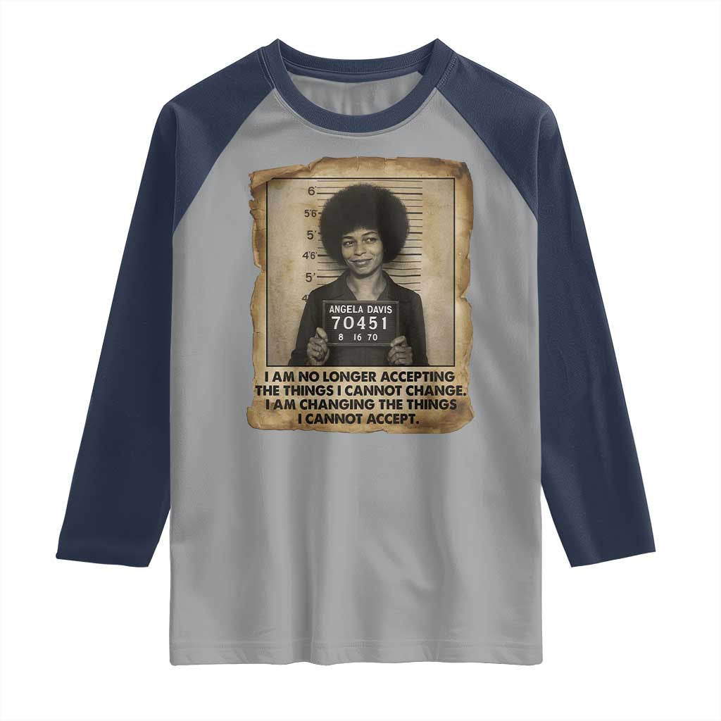 Angela Davis Inspirational Quote Raglan Shirt Black History Melanin TS14 Sport Gray Navy Print Your Wear