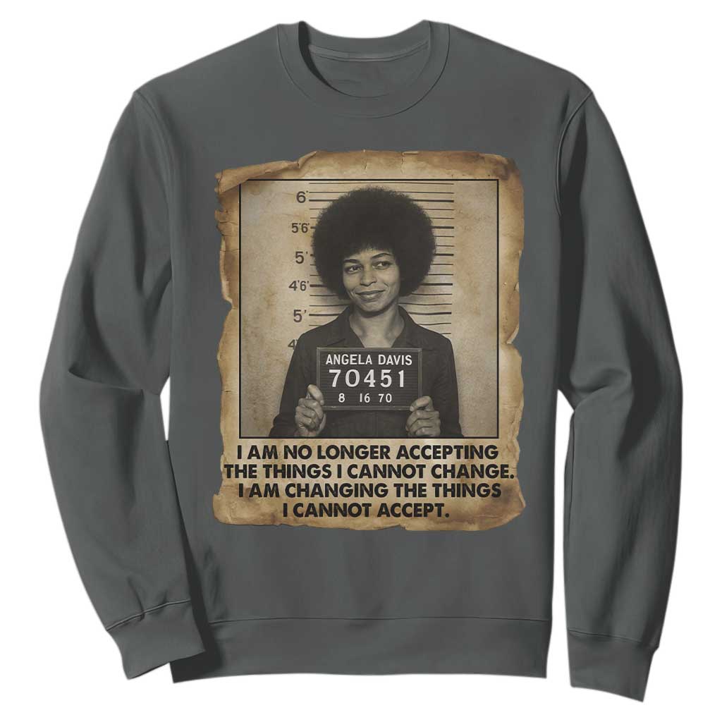 Angela Davis Inspirational Quote Sweatshirt Black History Melanin TS14 Dark Heather Print Your Wear
