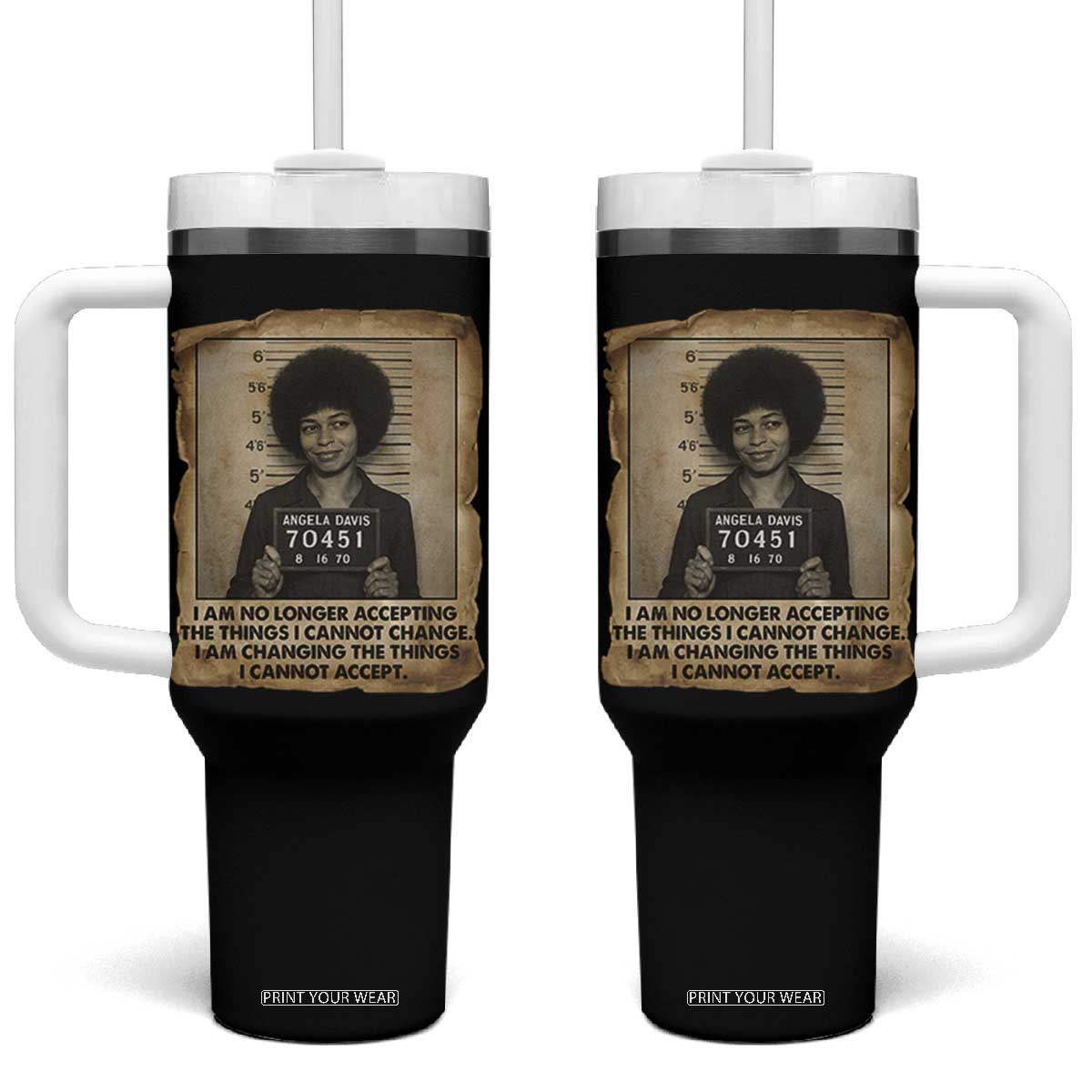 Angela Davis Inspirational Quote Tumbler With Handle Black History Melanin TS14 One Size: 40 oz Black Print Your Wear