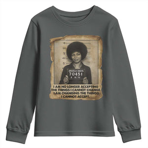 Angela Davis Inspirational Quote Youth Sweatshirt Black History Melanin TS14 Dark Heather Print Your Wear