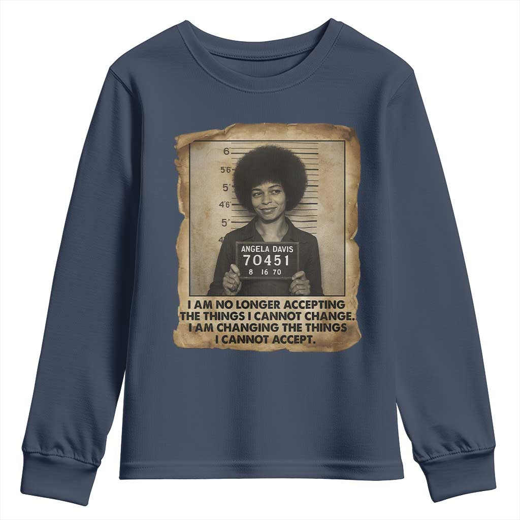 Angela Davis Inspirational Quote Youth Sweatshirt Black History Melanin TS14 Navy Print Your Wear