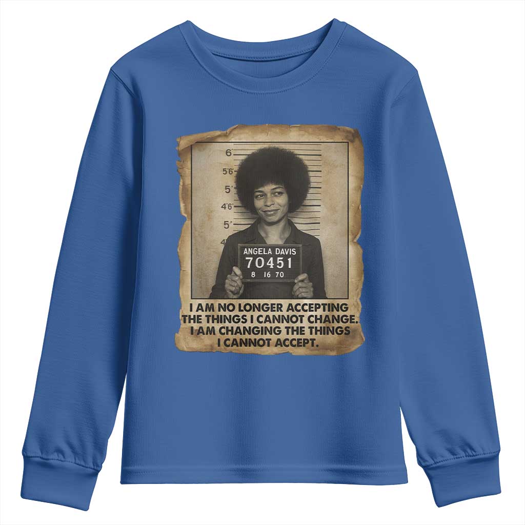 Angela Davis Inspirational Quote Youth Sweatshirt Black History Melanin TS14 Royal Blue Print Your Wear