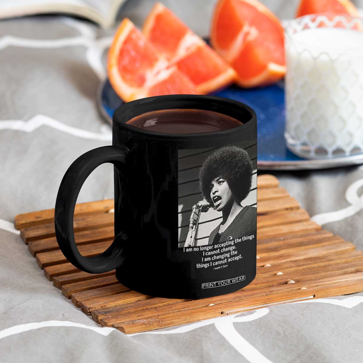 Angela Davis Inspirational Quote Coffee Mug Black History African Pride Power TS14 Print Your Wear