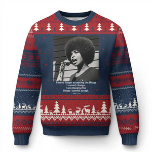 Angela Davis Inspirational Quote Ugly Christmas Sweater Black History African Pride Power TS14 Navy Red Print Your Wear