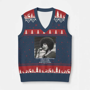 Angela Davis Inspirational Quote V-Neck Knit Sweater Vest Black History African Pride Power TS14 Navy Red Print Your Wear