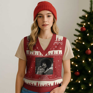 Angela Davis Inspirational Quote V-Neck Knit Sweater Vest Black History African Pride Power TS14 Red Beige Print Your Wear