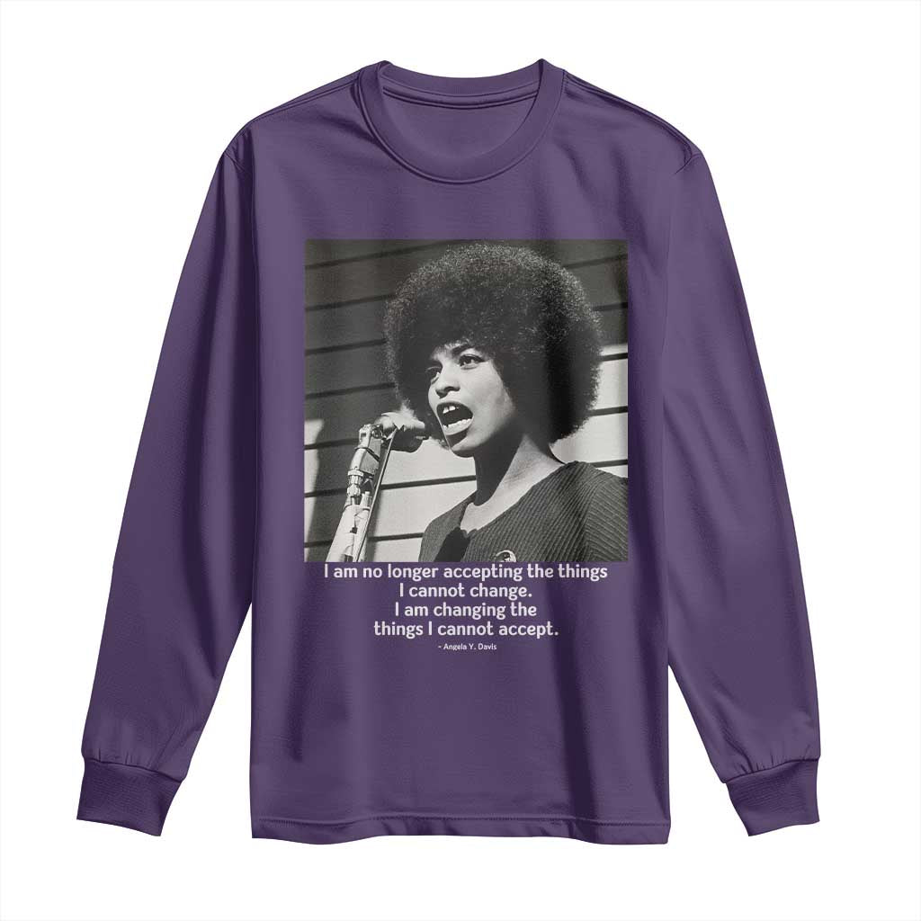 Angela Davis Inspirational Quote Long Sleeve Shirt Black History African Pride Power TS14 Purple Print Your Wear