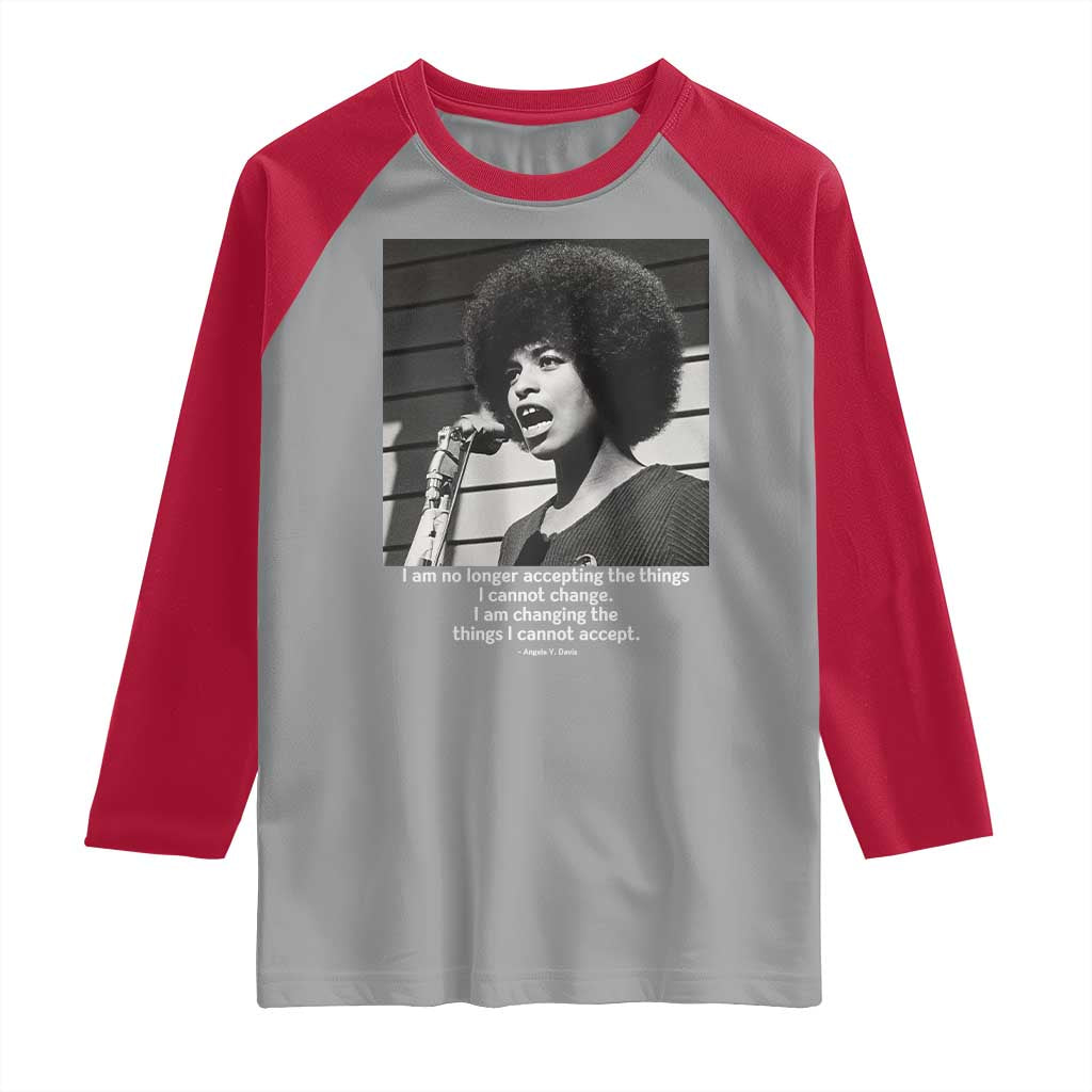 Angela Davis Inspirational Quote Raglan Shirt Black History African Pride Power TS14 Sport Gray Red Print Your Wear