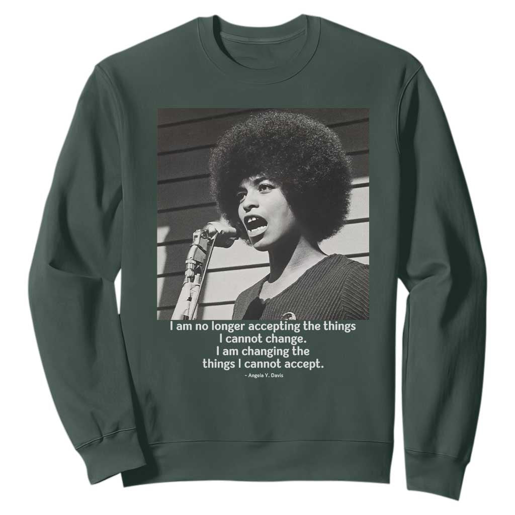 Angela Davis Inspirational Quote Sweatshirt Black History African Pride Power TS14 Dark Forest Green Print Your Wear