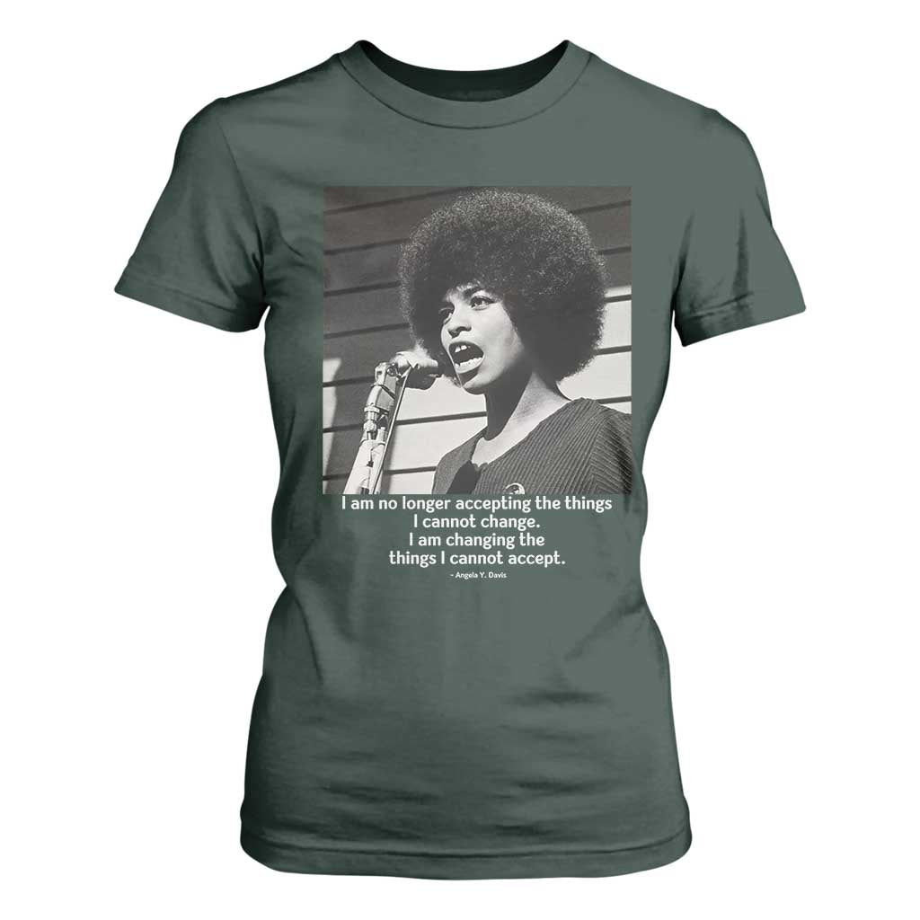 Angela Davis Inspirational Quote T Shirt For Women Black History African Pride Power TS14 Dark Forest Green Print Your Wear