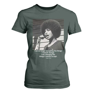 Angela Davis Inspirational Quote T Shirt For Women Black History African Pride Power TS14 Dark Forest Green Print Your Wear