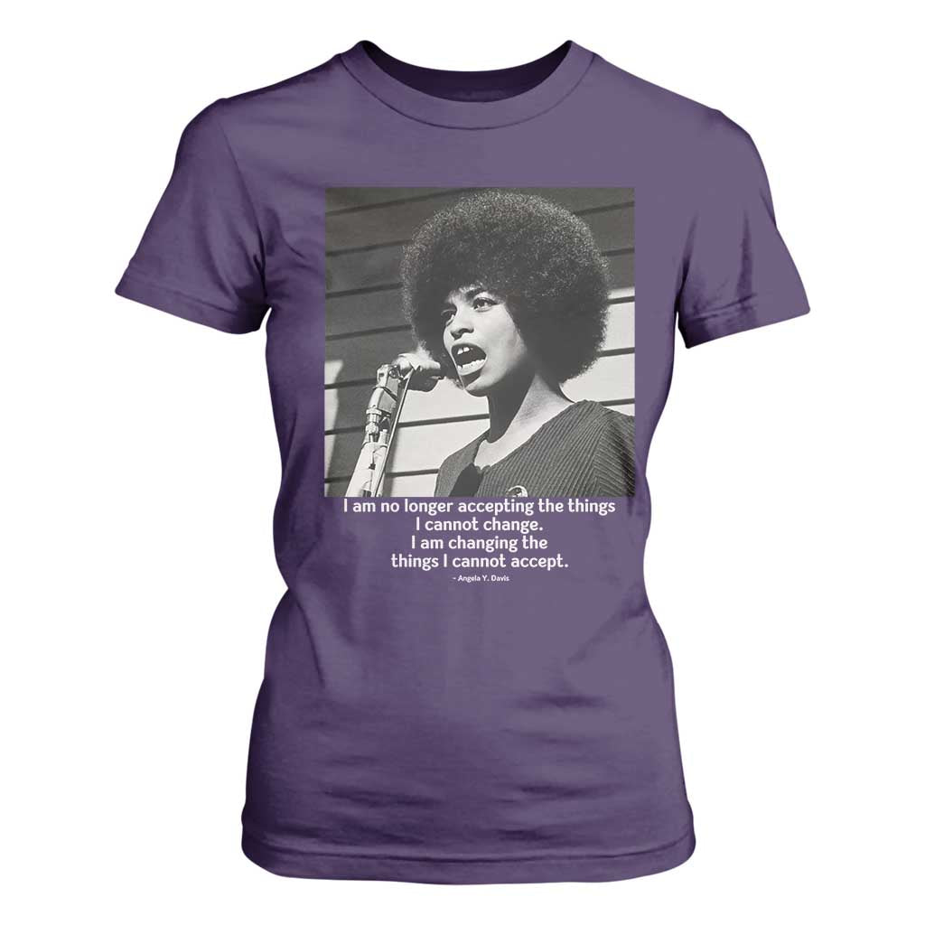 Angela Davis Inspirational Quote T Shirt For Women Black History African Pride Power TS14 Purple Print Your Wear