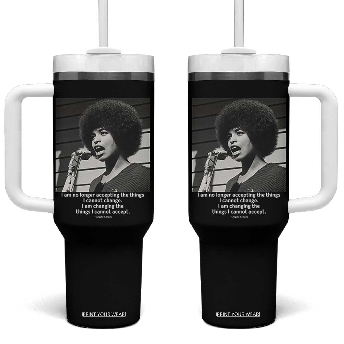 Angela Davis Inspirational Quote Tumbler With Handle Black History African Pride Power TS14 One Size: 40 oz Black Print Your Wear