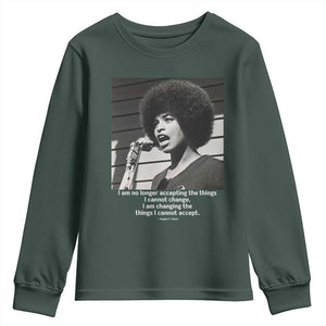 Angela Davis Inspirational Quote Youth Sweatshirt Black History African Pride Power TS14 Dark Forest Green Print Your Wear