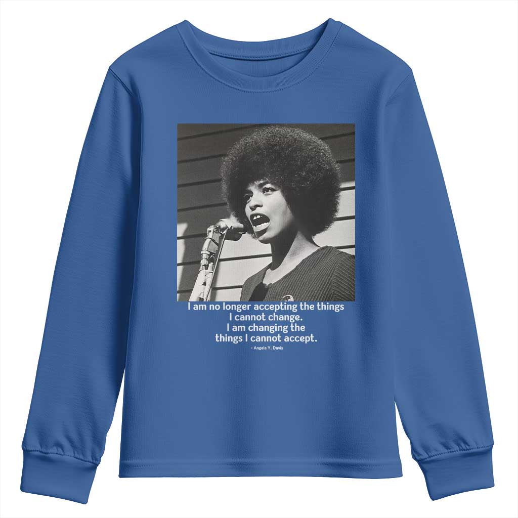 Angela Davis Inspirational Quote Youth Sweatshirt Black History African Pride Power TS14 Royal Blue Print Your Wear